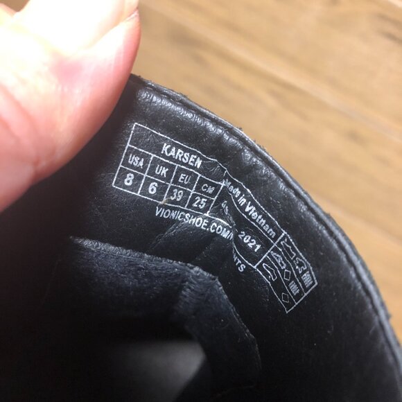 Vionic black wedge booties, style Karsen, leather waterproof, 8 - Picture 5 of 14